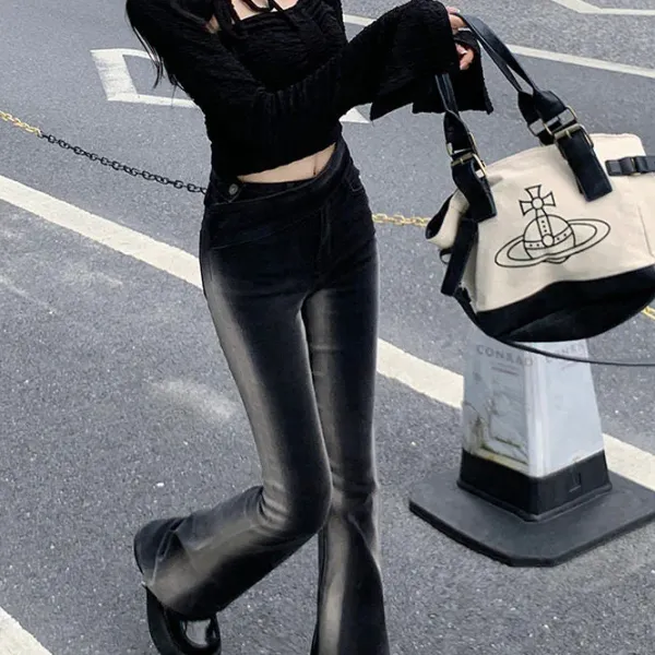Jeans*Boogzel Clothing Gradient Skinny Flare Jeans Black