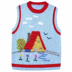 Knit Vests*Boogzel Clothing Grandma's House Knit Vest Blue/red