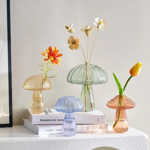 Flower Vases|Aesthetic Room Decor*Boogzel Clothing Grandma's House Nordic Mushroom Glass Vase