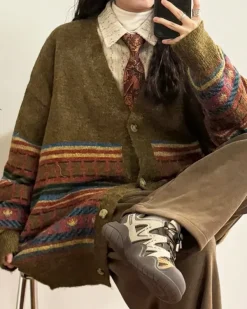 Knit Cardigans*Boogzel Clothing Grandpa Aesthetic Oversized Cardigan Green