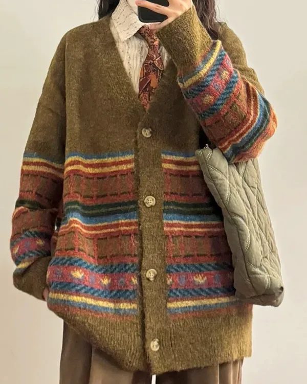 Knit Cardigans*Boogzel Clothing Grandpa Aesthetic Oversized Cardigan Green