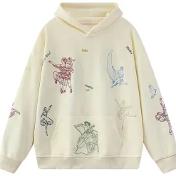 Hoodies*Boogzel Clothing Greek-Roman Art Embroidery Aesthetic Hoodie Beige