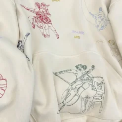 Hoodies*Boogzel Clothing Greek-Roman Art Embroidery Aesthetic Hoodie Beige