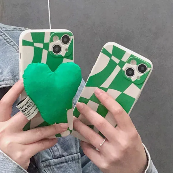 Iphone Cases*Boogzel Clothing Heart Checkered iPhone Case Green