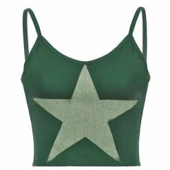 Y2K Tops|Crop Tops*Boogzel Clothing Star Ribbed Tank Top Green