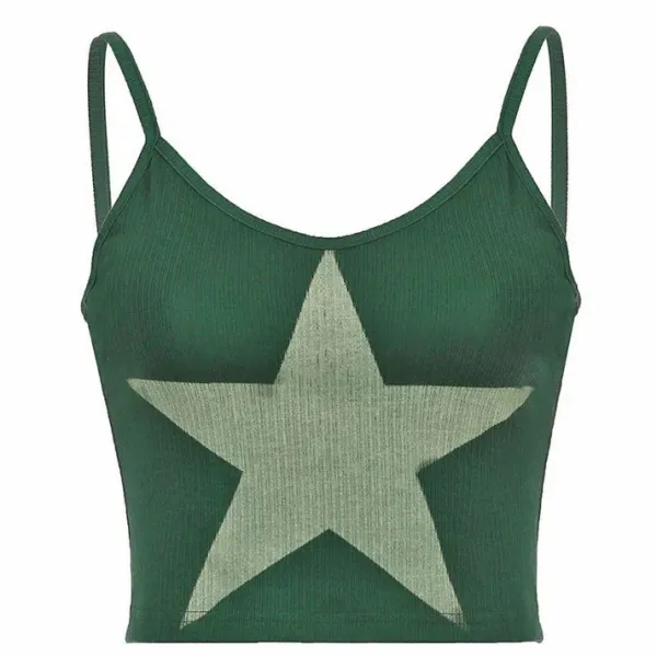 Y2K Tops|Crop Tops*Boogzel Clothing Star Ribbed Tank Top Green