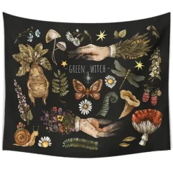 Posters / Tapestry*Boogzel Clothing Green Witch Wall Tapestry Black