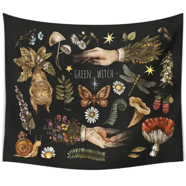 Posters / Tapestry*Boogzel Clothing Green Witch Wall Tapestry Black