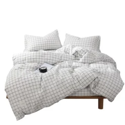 Aesthetic Bedroom*Boogzel Clothing Grid Bedding Set Grey/white