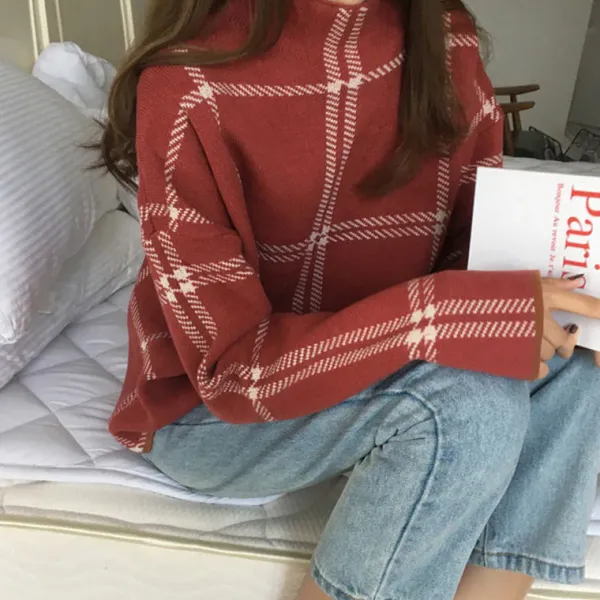 Sweaters*Boogzel Clothing Grid Lounge Sweater