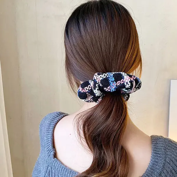 Hair Accessories*Boogzel Clothing Grid Tweed Scrunchie Black