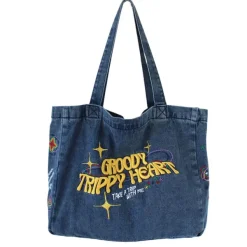 Bags & Purses*Boogzel Clothing Groovy Trippy Heart Denim Bag Blue