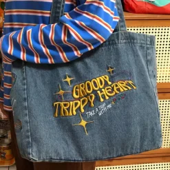 Bags & Purses*Boogzel Clothing Groovy Trippy Heart Denim Bag Blue