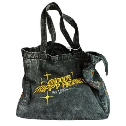 Bags & Purses*Boogzel Clothing Groovy Trippy Heart Denim Bag DarkGrey