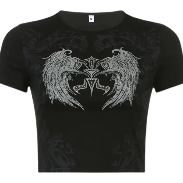 Crop Tops*Boogzel Clothing Grunge Aesthetic Angel Wings Crop Top Black