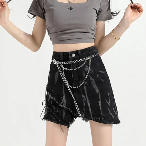 Skirts*Boogzel Clothing Grunge Aesthetic Denim Skirt Black