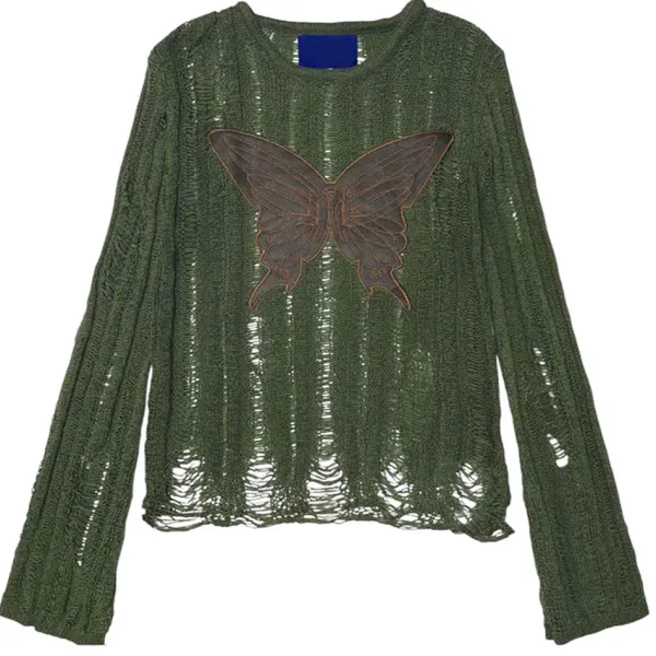 Sweaters|Long Sleeve Tops*Boogzel Clothing Grunge Aesthetic Butterfly Knit Top