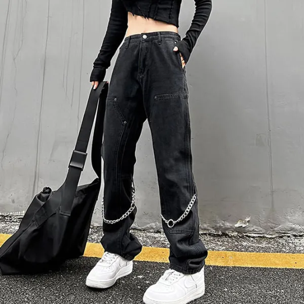 Jeans*Boogzel Clothing Grunge Aesthetic Chain Jeans
