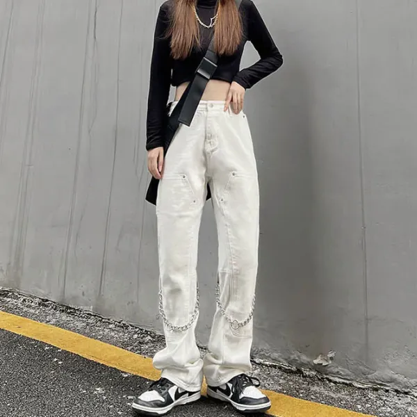 Jeans*Boogzel Clothing Grunge Aesthetic Chain Jeans