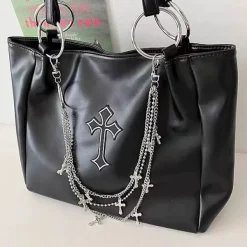 Bags & Purses*Boogzel Clothing Grunge Aesthetic Cross Tote Bag Black