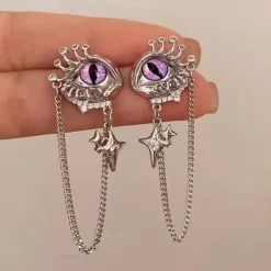 Earrings*Boogzel Clothing Grunge Aesthetic Eyes Earrings Silver/purple