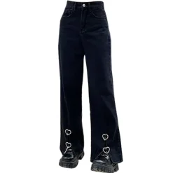 Jeans*Boogzel Clothing Grunge Aesthetic Flare Slit Jeans Black