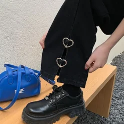 Jeans*Boogzel Clothing Grunge Aesthetic Flare Slit Jeans Black