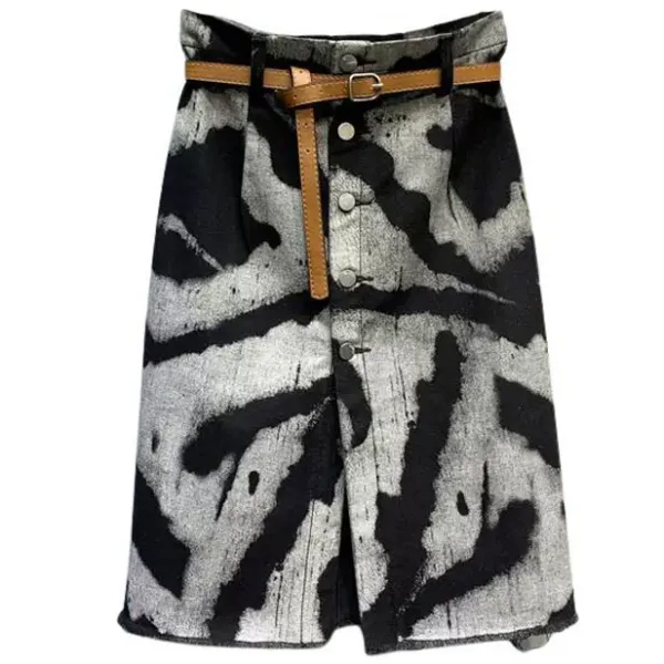 Skirts*Boogzel Clothing Grunge Aesthetic Midi Denim Skirt Black