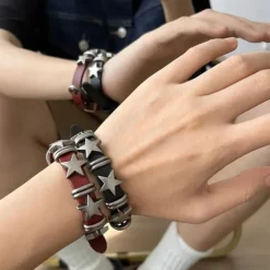 Bracelts*Boogzel Clothing Grunge Aesthetic Star Leather Bracelet