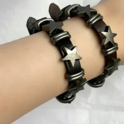 Bracelts*Boogzel Clothing Grunge Aesthetic Star Leather Bracelet