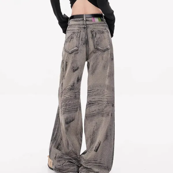 Jeans*Boogzel Clothing Grunge Aesthetic Wide-Leg Jeans in Grey