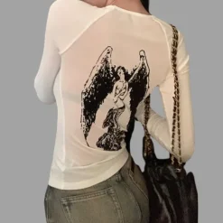 Aesthetic T-Shirts & Graphic Tees|Long Sleeve Tops*Boogzel Clothing Grunge Angel Back Top