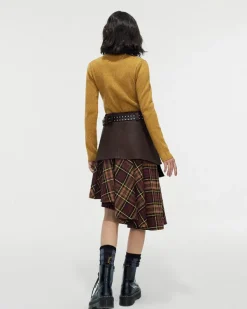 Skirts*Boogzel Clothing Grunge Asymmetrical Plaid Skirt Brown