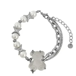 Bracelts*Boogzel Clothing Grunge Bear Aesthetic Bracelet Silver