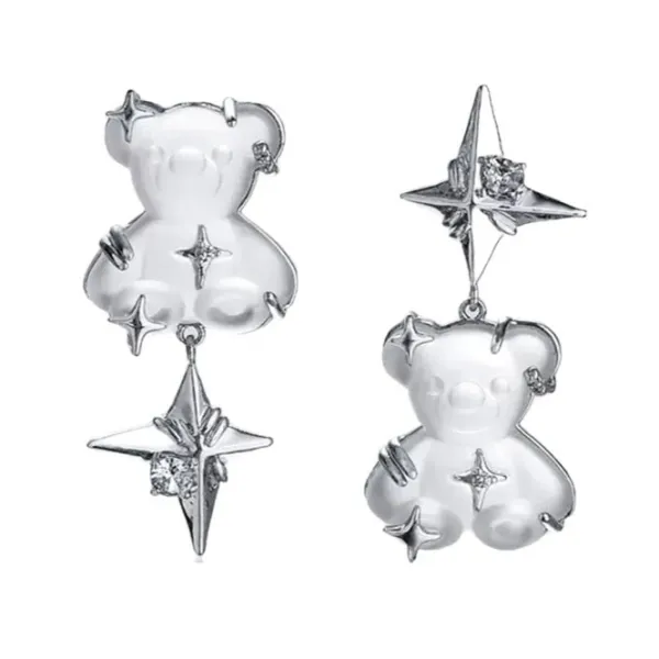 Earrings*Boogzel Clothing Grunge Bear Aesthetic Earrings Silver