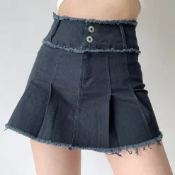 Skirts*Boogzel Clothing Grunge Denim Pleated Skirt