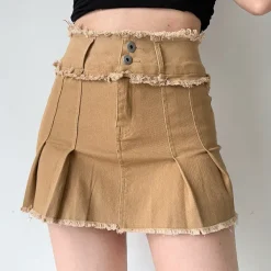 Skirts*Boogzel Clothing Grunge Denim Pleated Skirt