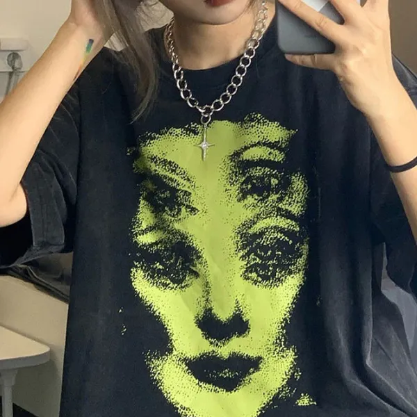 Aesthetic T-Shirts & Graphic Tees*Boogzel Clothing Grunge Ghost Face Graphic T-Shirt Black/green
