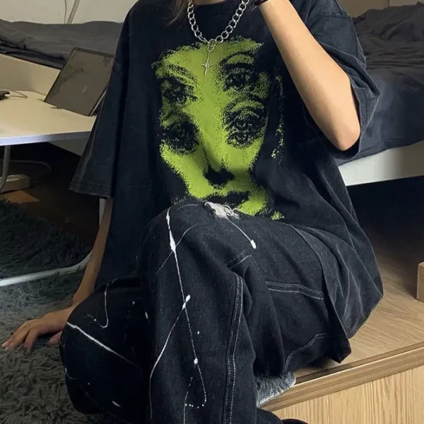 Aesthetic T-Shirts & Graphic Tees*Boogzel Clothing Grunge Ghost Face Graphic T-Shirt Black/green