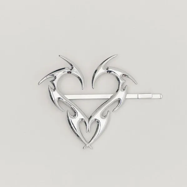 Hair Accessories*Boogzel Clothing Grunge Heart Hair Pin Silver