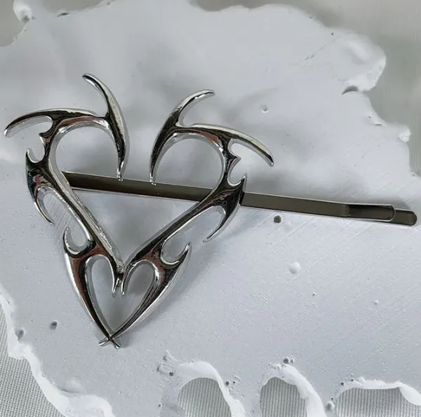 Hair Accessories*Boogzel Clothing Grunge Heart Hair Pin Silver