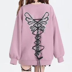 Sweatshirts*Boogzel Clothing Grunge Lace-Up Butterfly Skeleton Sweatshirt