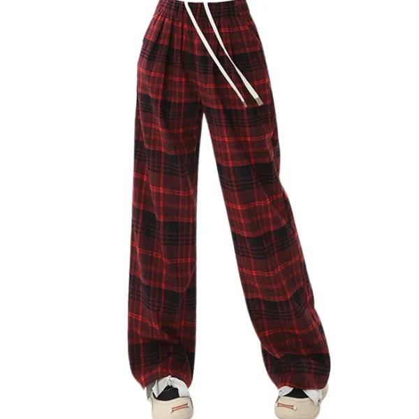 Pants & Trousers*Boogzel Clothing Grunge Plaid Pants in Red