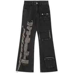 Jeans*Boogzel Clothing Grunge Ripped Jeans in Black