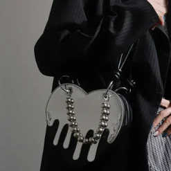 Bags & Purses*Boogzel Clothing Grunge Silver Drip Heart Handbag