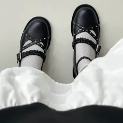 Classics|Sandals / Mary Janes*Boogzel Clothing Grunge Sleaze Studded Mary Janes Black