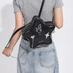 Bags & Purses*Boogzel Clothing Grunge Star-Shaped Mini Backpack Black