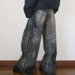 Jeans*Boogzel Clothing Grunge Wide-Leg Cargo Jeans Black