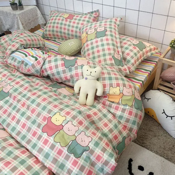 Aesthetic Bedroom*Boogzel Clothing Gummy Bear Bedding Set Green/pink
