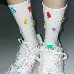 Socks*Boogzel Clothing Gummy Bear Crew Socks White
